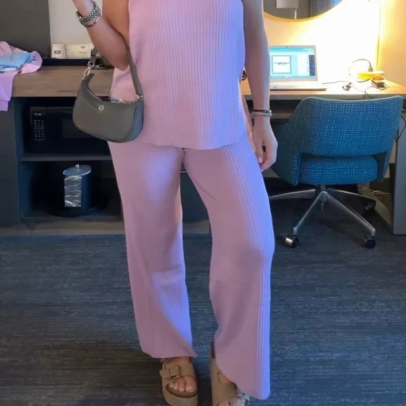 Lilac Ribbed Knit Lounge Set - Picture 5 of 7